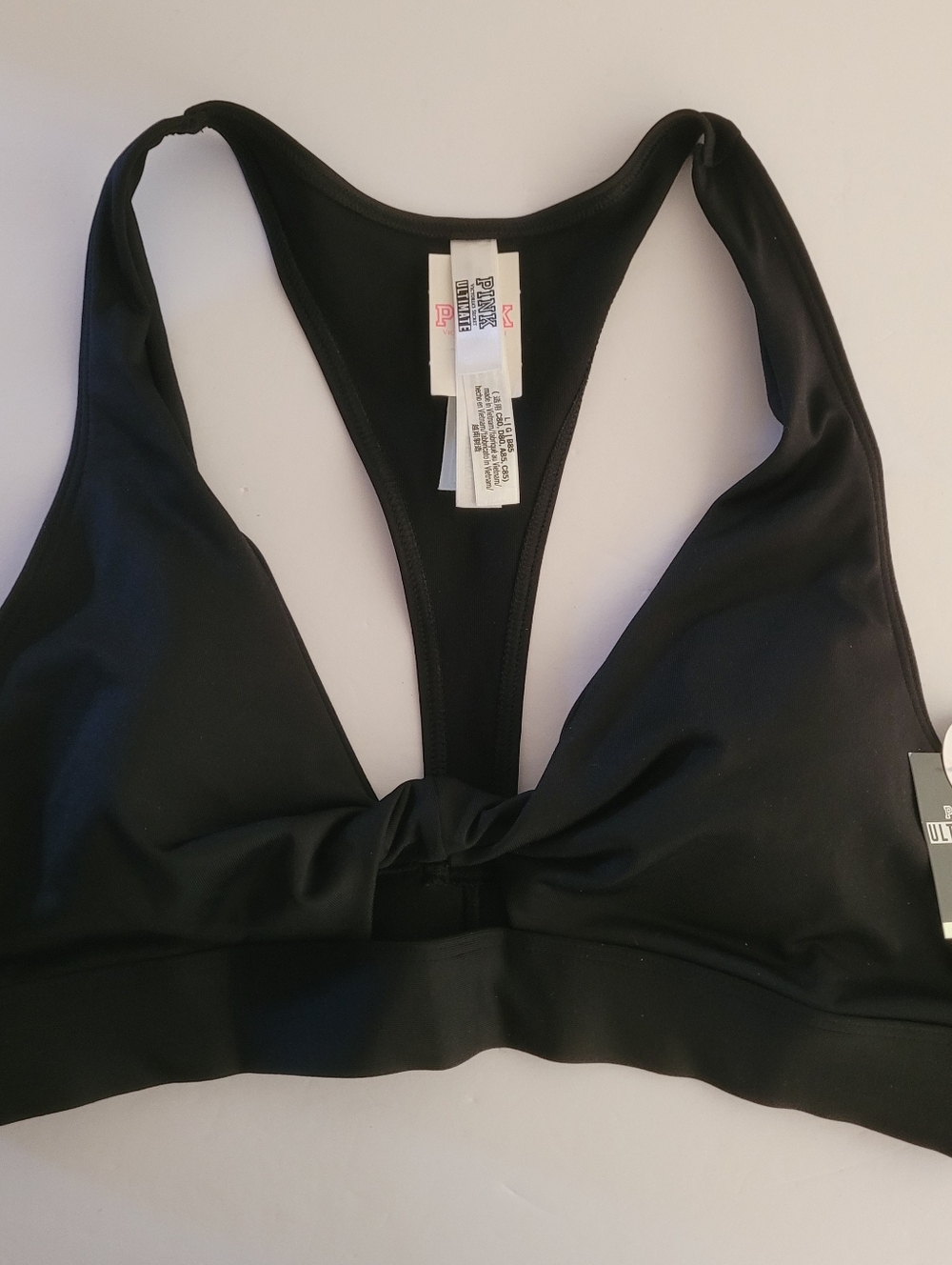 Victorias Secret PINK Gym to Swim Black Hybrid Padded Sports Bra Swim Top L New